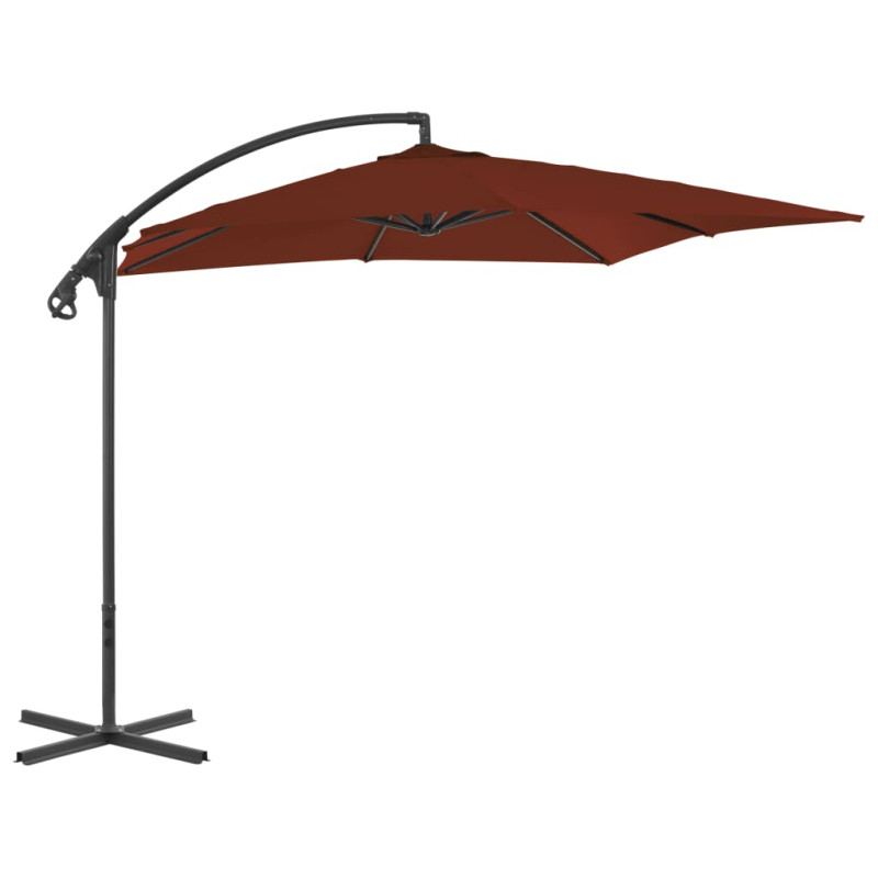 Parasol wiszący ze stalowym słupkiem, 250x250 cm, terakota