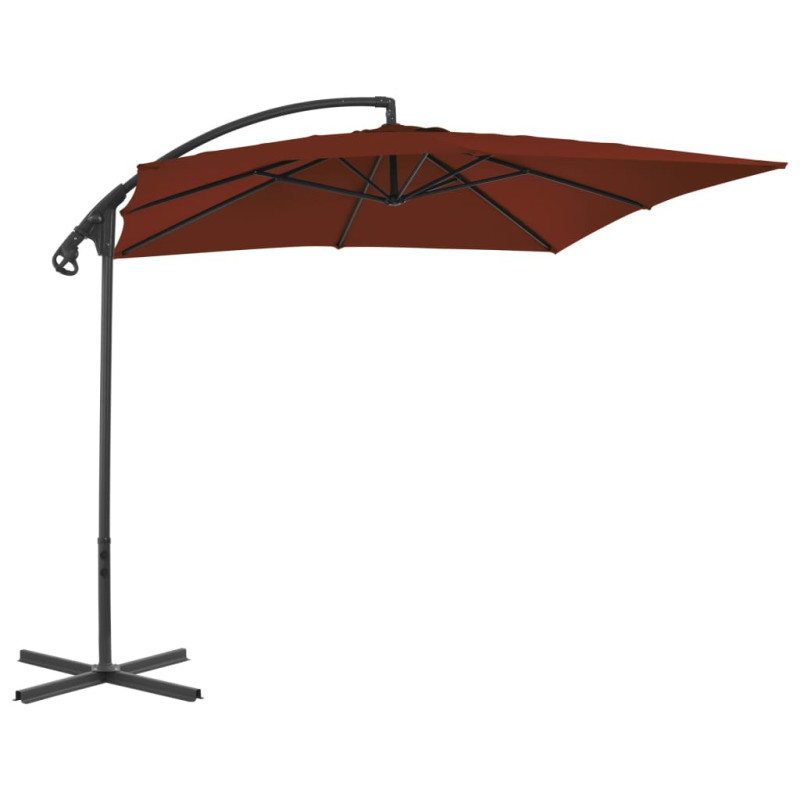 Parasol wiszący ze stalowym słupkiem, 250x250 cm, terakota