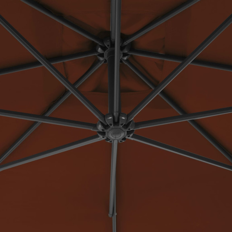Parasol wiszący ze stalowym słupkiem, 250x250 cm, terakota