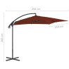 Parasol wiszący ze stalowym słupkiem, 250x250 cm, terakota