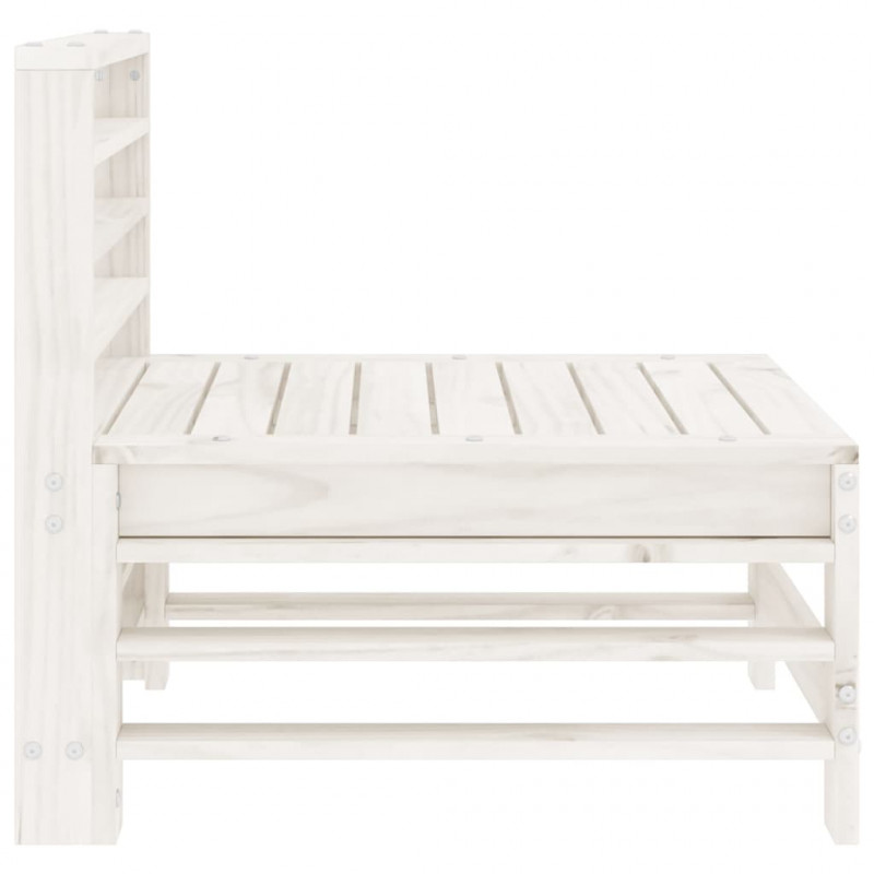 Ogrodowa sofa środkowa, biała, lite drewno sosnowe