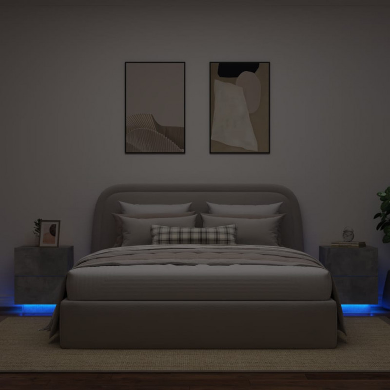 Szafki nocne z podświetleniem LED, 2 szt., szarość betonu