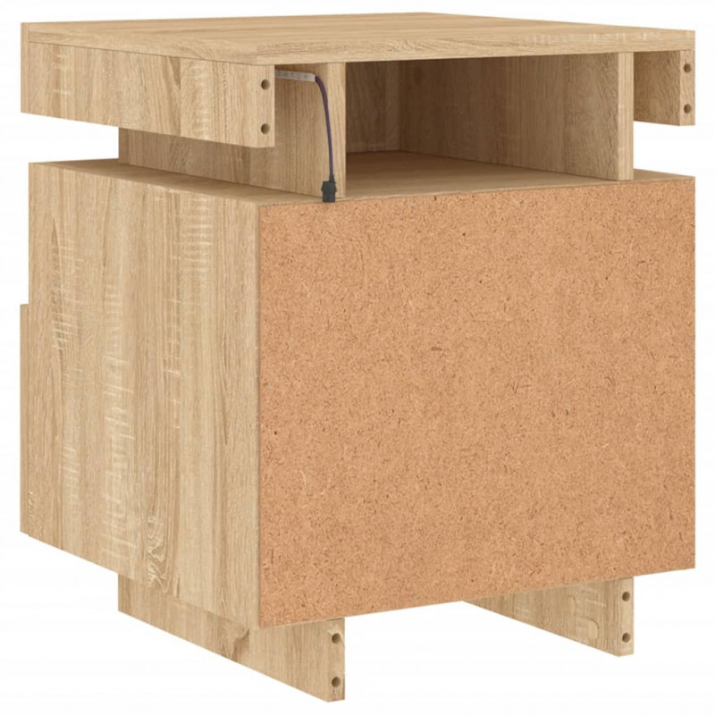 Szafki nocne z LED, 2 szt., dąb sonoma, 40x39x48,5 cm