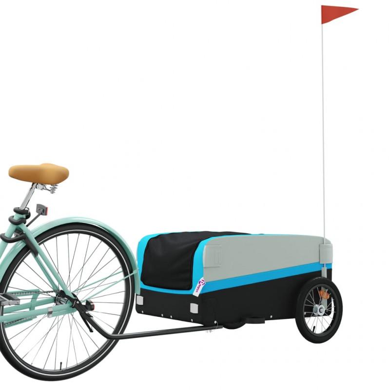 Przyczepka rowerowa, czarno-niebieska, 45 kg, żelazo