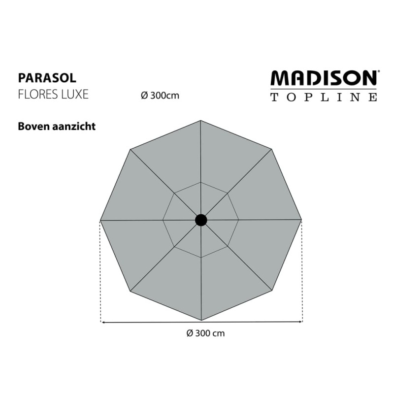 Madison Parasol ogrodowy Flores Luxe, 300 cm, okrągły, taupe