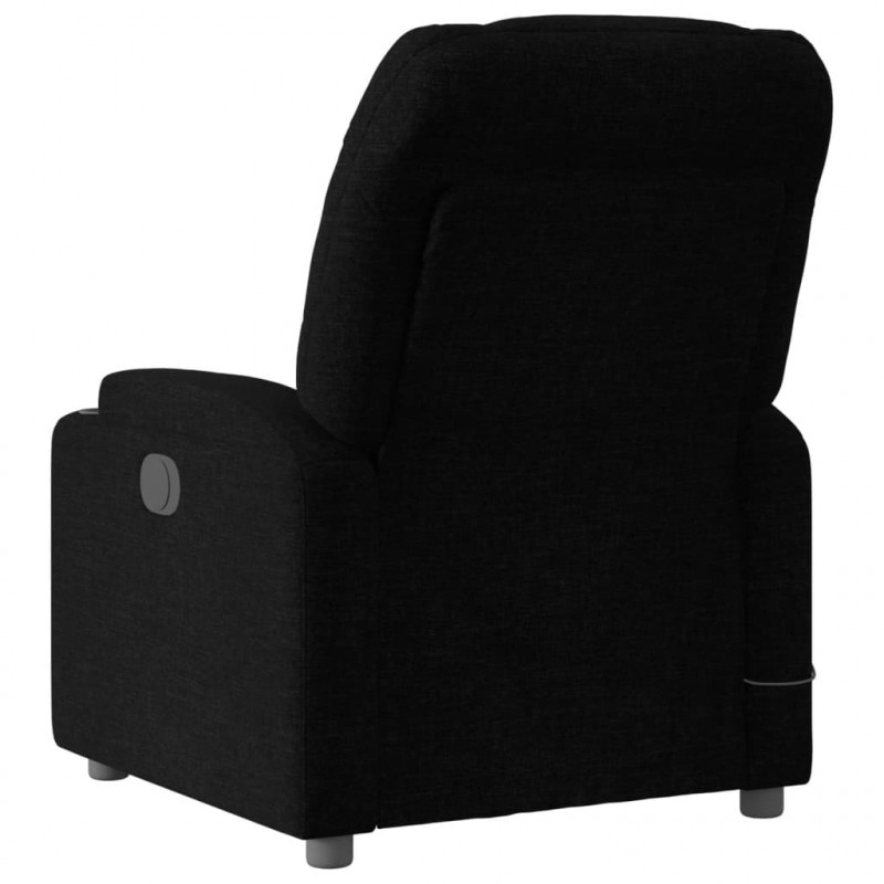 Rozkładany fotel masujący, elektryczny, czarny, tkanina