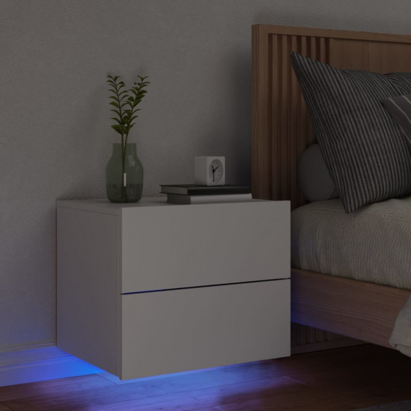 Wisząca szafka nocna z podświetleniem LED, biała