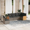 6-cz. zestaw mebli ogrodowych z poduszkami, szary, polirattan