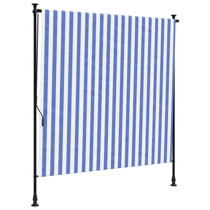 Roleta zewnętrzna, niebiesko-biała, 200x270 cm, tkanina i stal