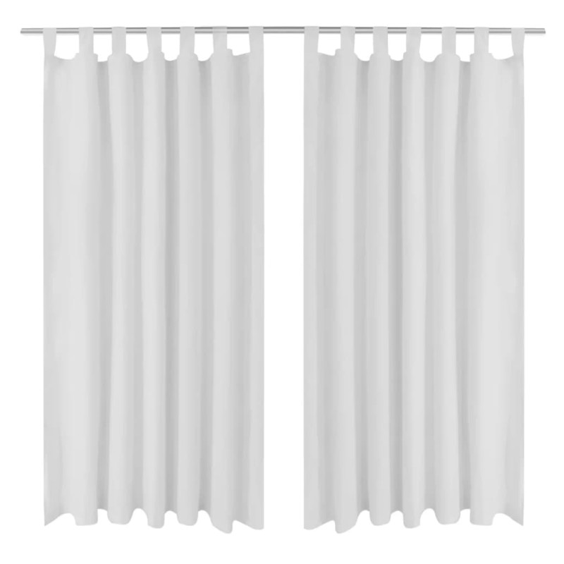 130359 2 sztuki białych zasłon z mikro satyny z otworami 140 x 175 cm
