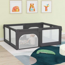 Kojec dla dziecka z 2 drzwiczek, ciemnoszary, tkanina Oxford