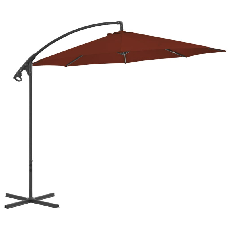 Parasol wiszący ze stalowym słupkiem, 300 cm, terakotowy