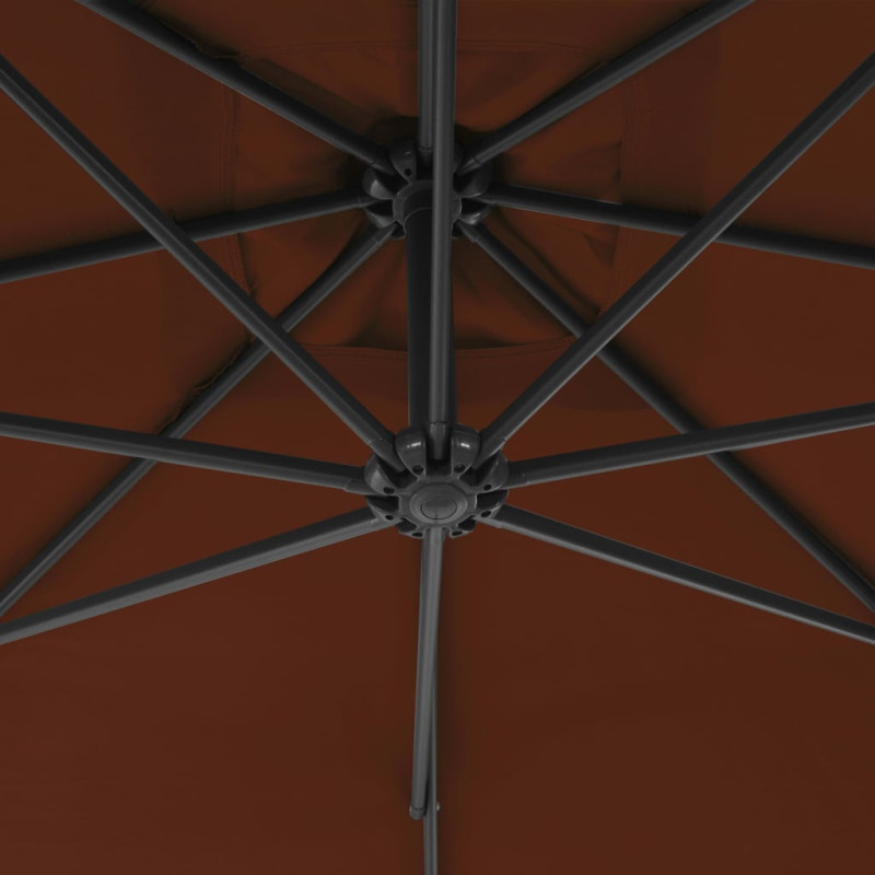 Parasol wiszący ze stalowym słupkiem, 300 cm, terakotowy