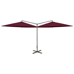 Podwójny parasol ogrodowy, stalowy słupek, bordowy, 600 cm