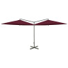 Podwójny parasol ogrodowy, stalowy słupek, bordowy, 600 cm