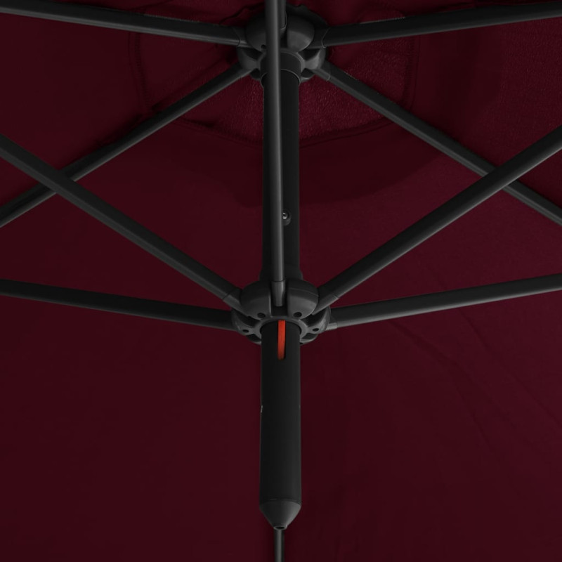 Podwójny parasol ogrodowy, stalowy słupek, bordowy, 600 cm