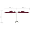 Podwójny parasol ogrodowy, stalowy słupek, bordowy, 600 cm