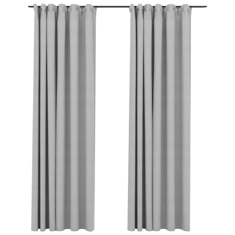 Zasłony stylizowane na lniane, 2 szt., szare, 140x225 cm