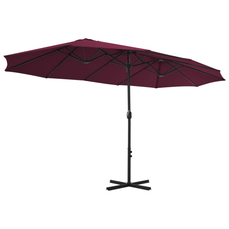 Parasol ogrodowy na słupku aluminiowym, 460 x 270 cm, bordowy