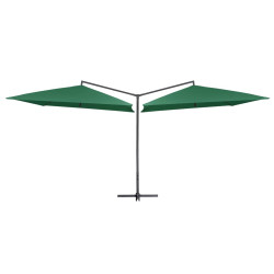 Podwójny parasol na stalowym słupku, 250 x 250 cm, zielony