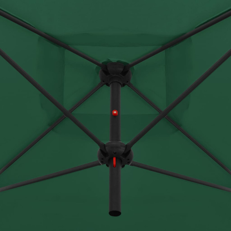Podwójny parasol na stalowym słupku, 250 x 250 cm, zielony