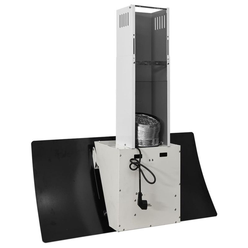 Ścienny okap kuchenny, 90 cm, stal i hartowane szkło, biały