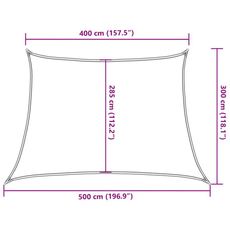 Żagiel przeciwsłoneczny, 160 g/m², brązowy, 4/5x3 m, HDPE