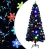 Choinka ze śnieżynkami LED, czarna, 180 cm, światłowodowa