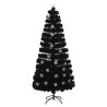 Choinka ze śnieżynkami LED, czarna, 180 cm, światłowodowa
