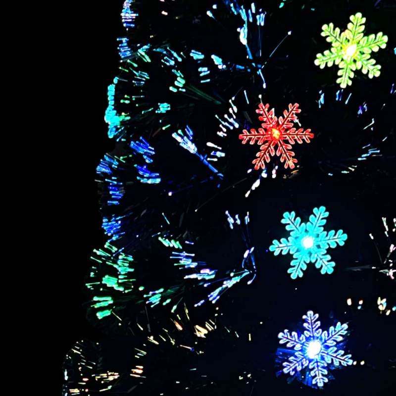 Choinka ze śnieżynkami LED, czarna, 180 cm, światłowodowa