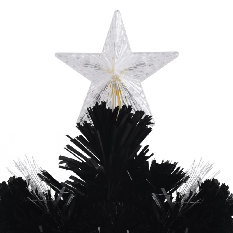 Choinka ze śnieżynkami LED, czarna, 180 cm, światłowodowa