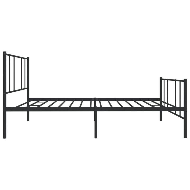 Metalowa rama łóżka z wezgłowiem i zanóżkiem, czarna, 107x203cm