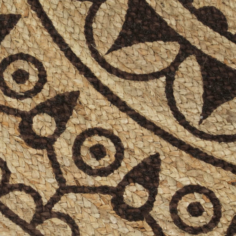 Ręcznie wykonany dywanik, juta, ciemnobrązowy nadruk, 120 cm