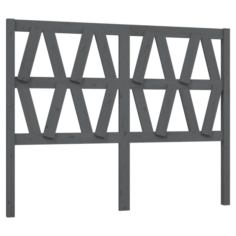 Wezgłowie łóżka, szare, 126x4x100 cm, lite drewno sosnowe