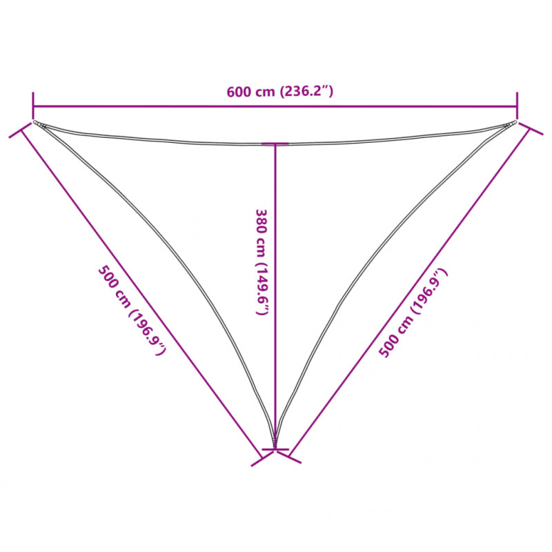 Trójkątny żagiel ogrodowy, tkanina Oxford, 5x5x6 m, taupe