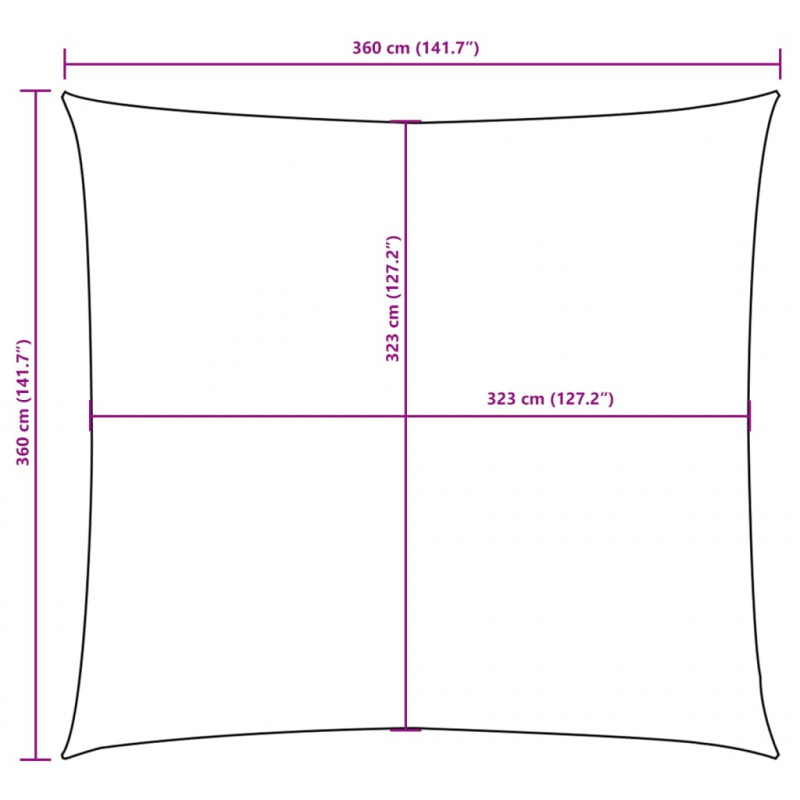 Kwadratowy żagiel ogrodowy, tkanina Oxford, 3,6x3,6 m, czerwony