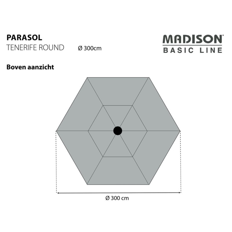 Madison Parasol ogrodowy Tenerife, 300 cm, okrągły, kolor ecru