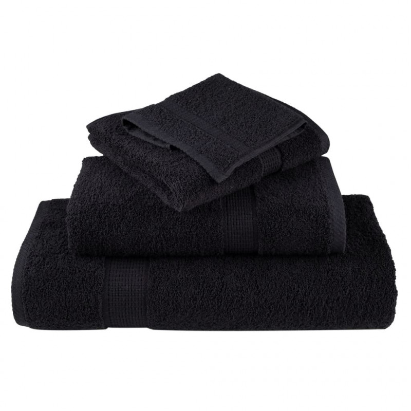 Ręczniczki premium SOLUND, 4 szt., czarne, 30x50 cm, 600 g/cm²