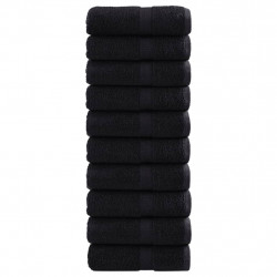 Ręczniczki premium SOLUND, 10 szt., czarne, 30x50 cm, 600 g/cm²