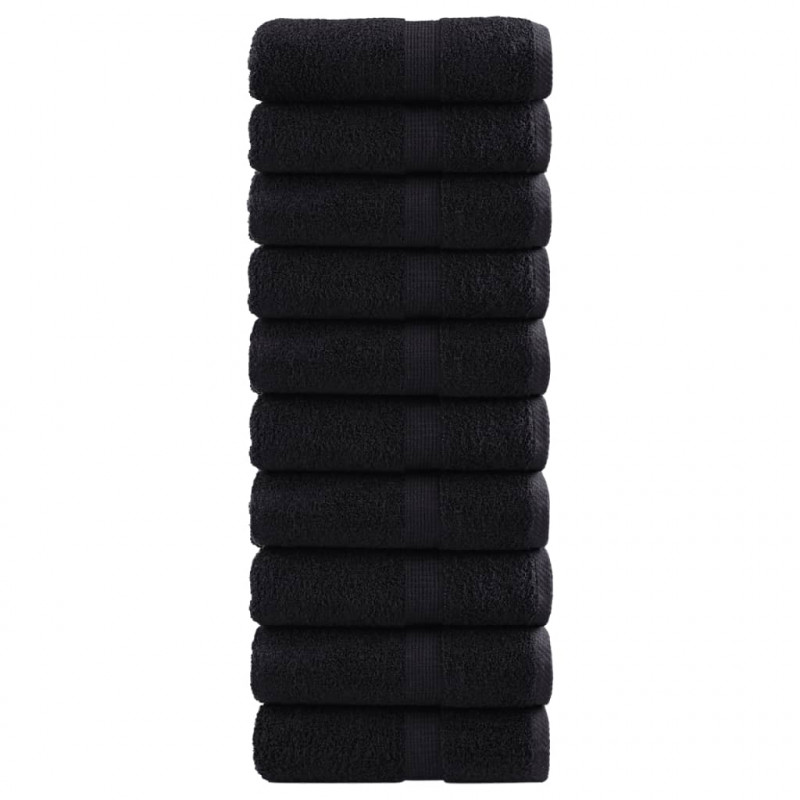 Ręczniczki premium SOLUND, 10 szt., czarne, 30x50 cm, 600 g/cm²