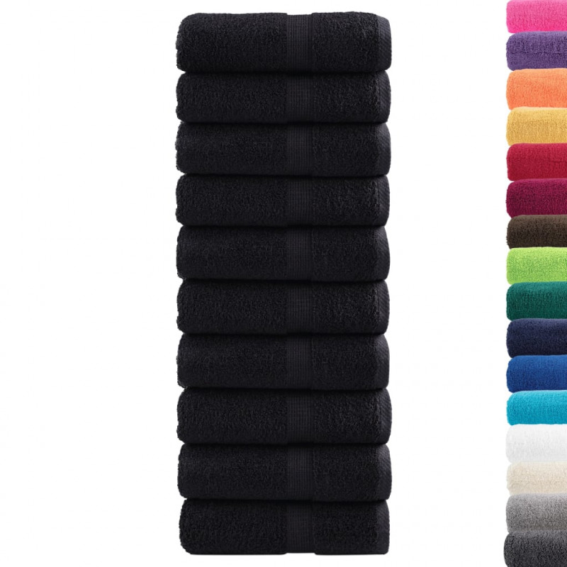 Ręczniczki premium SOLUND, 10 szt., czarne, 30x50 cm, 600 g/cm²