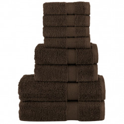 8-częściowy zestaw ręczników premium SOLUND, brązowy, 600 g/cm²