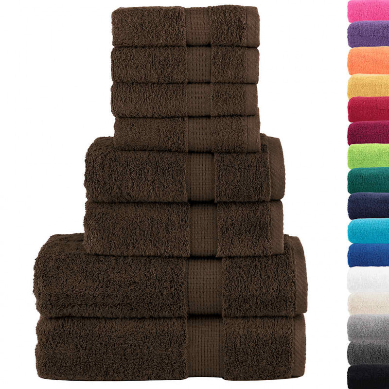 8-częściowy zestaw ręczników premium SOLUND, brązowy, 600 g/cm²