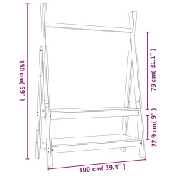 Wieszak na ubrania, biały, 100x45,5x150 cm, lite drewno sosnowe