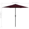 Parasol ogrodowy na aluminiowym słupku, 270x246 cm, bordowy