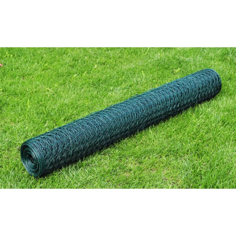 Siatka ogrodzeniowa, stal, 1x25 m, ciemnozielona