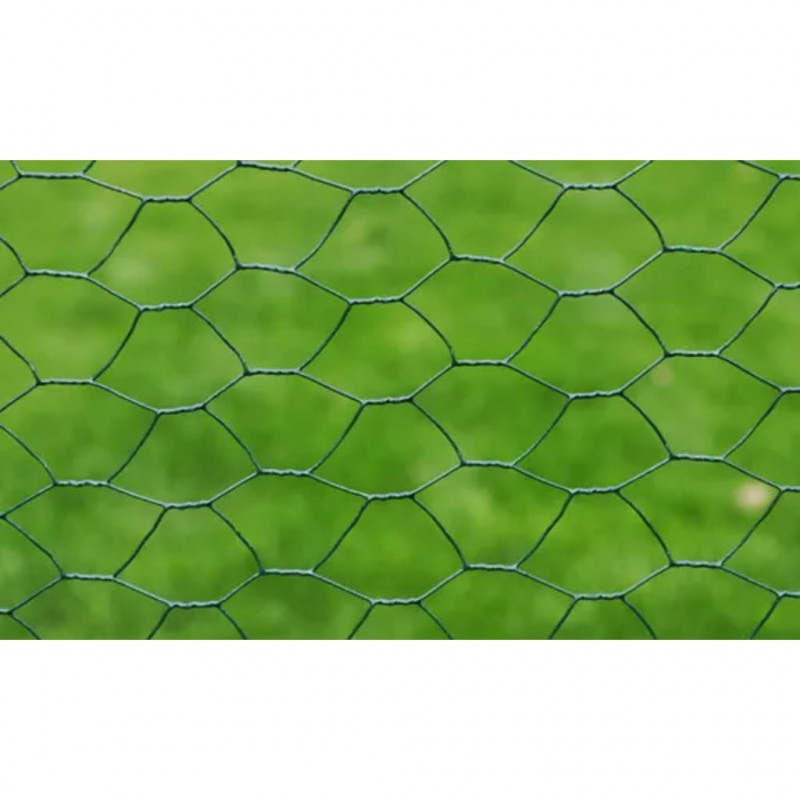 Siatka ogrodzeniowa, stal, 1x25 m, ciemnozielona