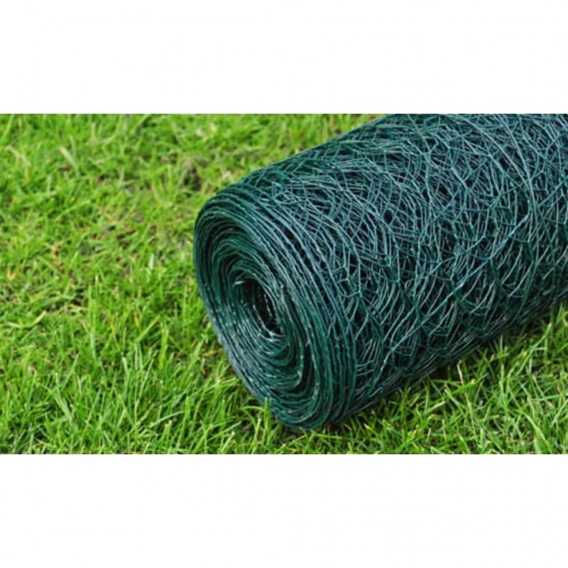 Siatka ogrodzeniowa, stal, 1x25 m, ciemnozielona