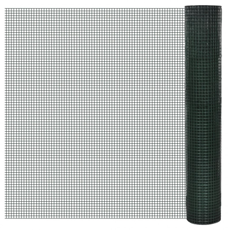Ogrodzenie z siatki, galwanizowane, PVC, 25x1 m, zielone
