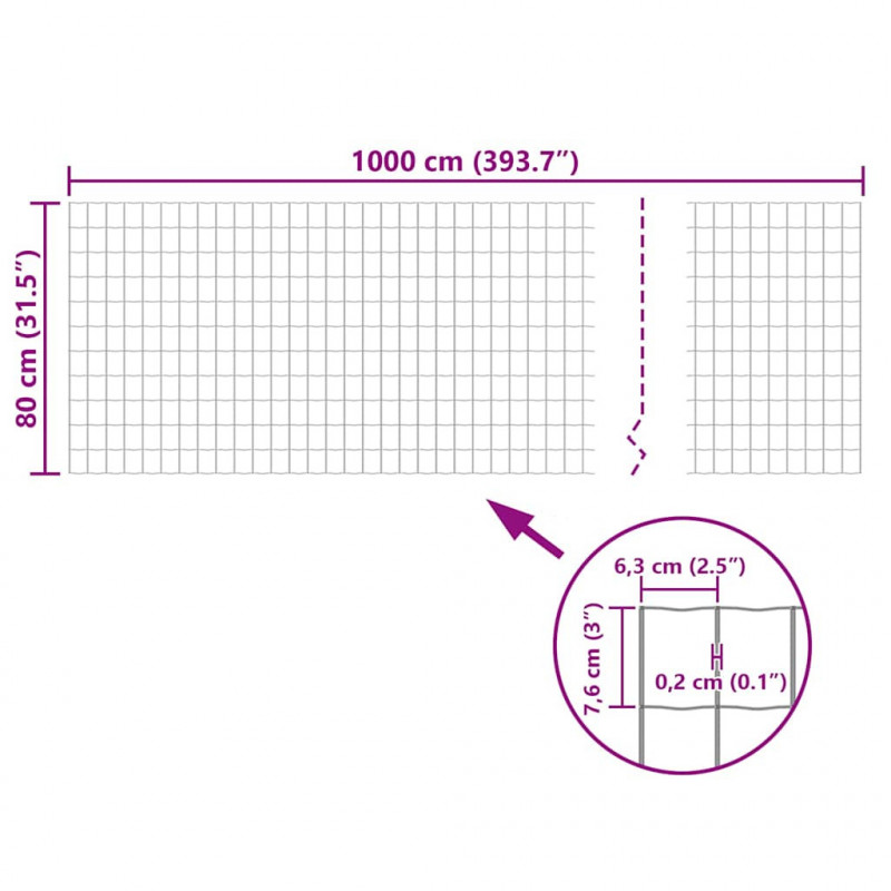 Euro ogrodzenie, stalowe, 10 x 0,8 m, zielone
